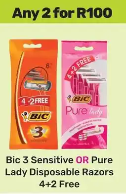 Game Bic 3 Sensitive OR Pure Lady Disposable Razors offer