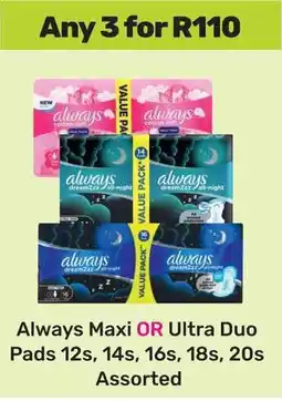 Game Always Maxi OR Ultra Duo Pads Assorted offer
