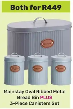 Game Mainstay Oval Ribbed Metal Bread Bin PLUS Canisters Set offer