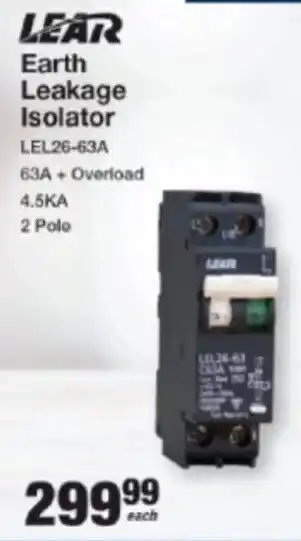 Mica Lear Earth Leakage Isolator offer