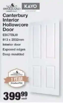 Mica Swartland Canterbury Interior Hollowcore Door offer