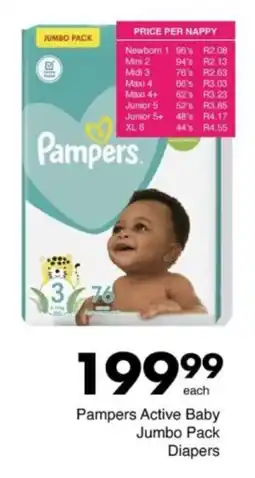Save Hyper Pampers Active Baby Jumbo Pack Diapers offer