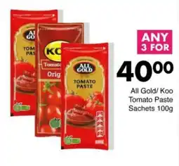 Save Hyper All Gold/ Koo Tomato Paste Sachets offer