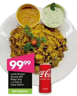 Save Hyper Lamb Briyani served with Raita/ Soji + a Can of Coke offer
