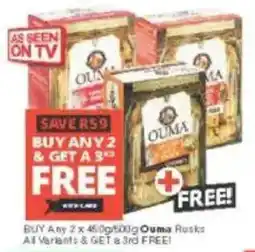 Checkers Ouma Rusks All Variants offer