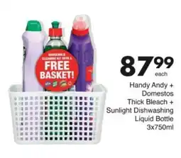 Save Hyper Handy Andy + Domestos Thick Bleach + Sunlight Dishwashing Liquid Bottle offer