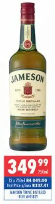 Ultra Liquors Jameson triple distilled irish whiskey offer