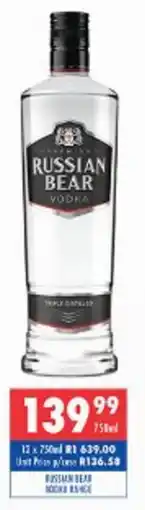 Ultra Liquors Russian bear vodka offer
