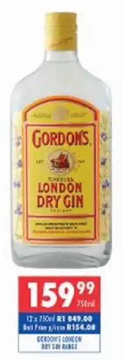 Ultra Liquors Gordons london dry gin offer