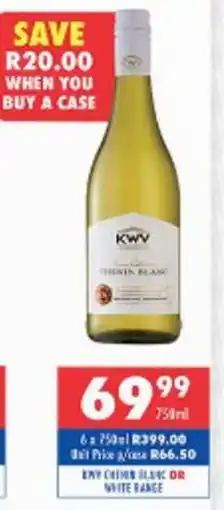 Ultra Liquors Kwv chenin blanc or white range offer