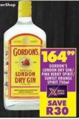 Gordon's london dry gin/ pink berry spirit/ sunset orange spirit