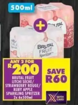 Shoprite Brutal fruit litchi seche/ strawberry rouge/ ruby apple sparkling spritzer offer
