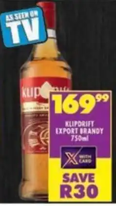Shoprite Klipdrift export brandy offer