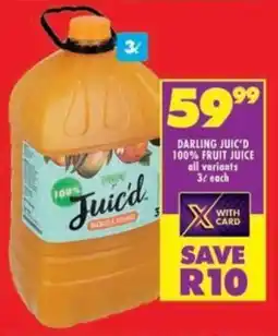 Shoprite Darling juic'd 100% fruit juice all variants offer