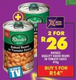 Shoprite Rhodes quality baked beans in tomato sauce offer