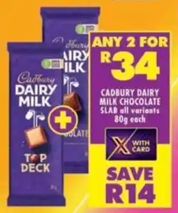 Shoprite Cadbury dairy milk chocolate slab all variants offer