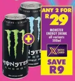 Shoprite Monster energy drink all variants offer