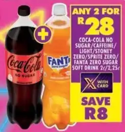 Shoprite Coca-cola no sugar/ caffeine/ light/ stoney zero/ sprite zero/ fanta zero sugar soft drink offer