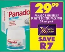 Shoprite Panado pain relief tablets blister pack/tub offer