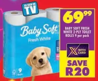Shoprite Baby soft fresh white 2-ply toilet rolls offer