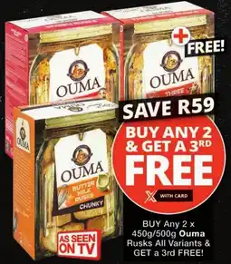 Checkers Ouma Rusks All Variants offer