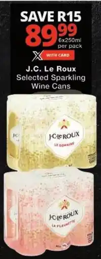 Checkers J.C. Le Roux Selected Sparkling Wine Cans offer