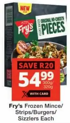 Checkers Fry's Frozen Mince/ Strips/ Burgers/ Sizzlers offer