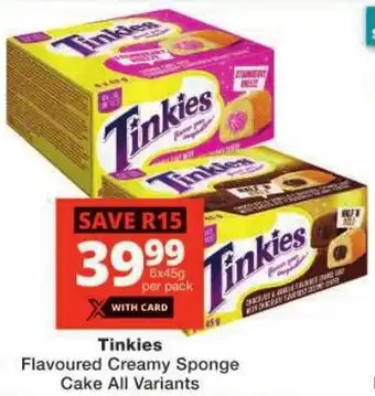 Checkers Tinkies Flavoured Creamy Sponge Cake All Variants offer