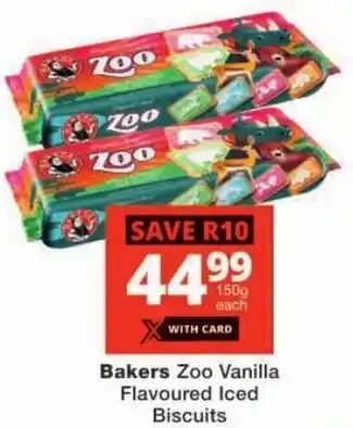 Checkers Bakers Zoo Vanilla Flavoured Iced Biscuits offer