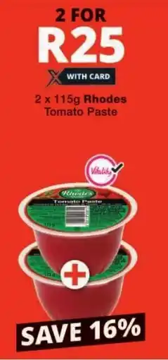 Checkers Rhodes Tomato Paste offer