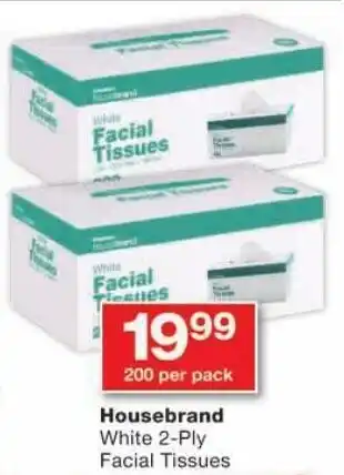 Checkers Housebrand White 2-Ply Facial Tissues offer