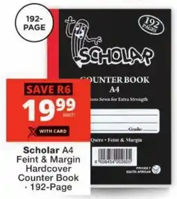 Checkers Scholar A4 Feint & Margin Hardcover Counter Book offer