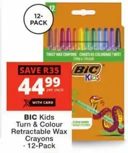 Checkers BIC Kids Turn & Colour Retractable Wax Crayons offer