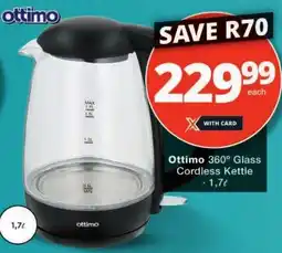 Checkers Ottimo 360° Glass Cordless Kettle offer