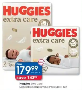 Clicks Huggies Extra Care Disposable Nappies Value Pack offer