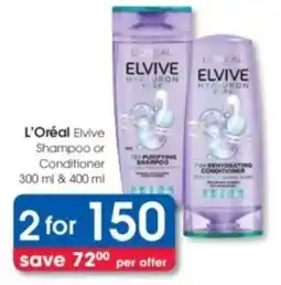 Clicks L'Oréal Elvive Shampoo or Conditioner offer