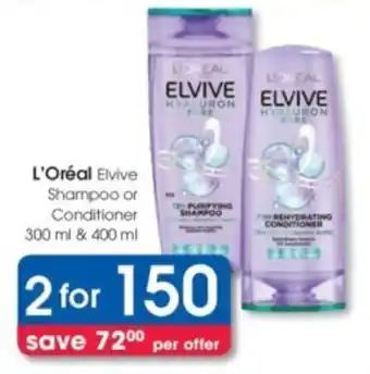 Clicks L'Oréal Elvive Shampoo or Conditioner offer