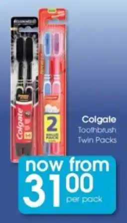 Clicks Colgate Toothbrush Twin Packs offer