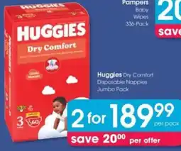 Clicks Huggies Dry Comfort Disposable Nappies Jumbo Pack offer