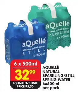 Shoprite Aquellé natural sparkling/ still spring water offer