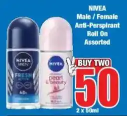 Boxer NIVEA Male/ Female Anti-Perspirant Roll On Assorted offer