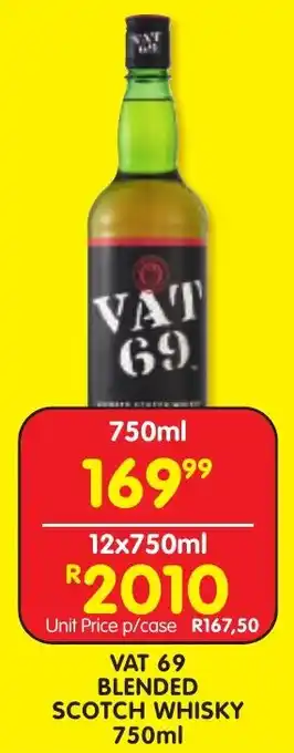 Shoprite Liquor Vat 69 blended scotch whisky offer