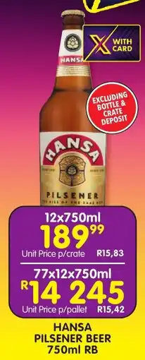 Shoprite Liquor Hansa pilsener beer rb offer