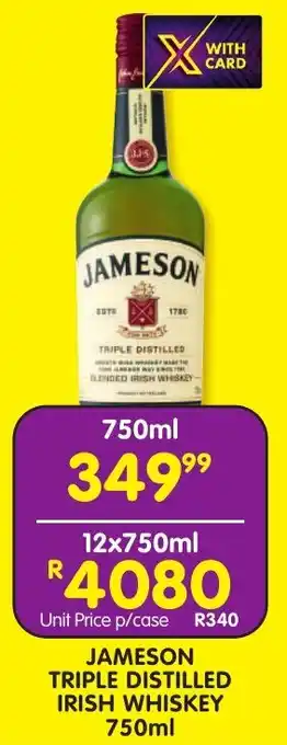 Shoprite Liquor Jameson triple distilled irish whiskey offer