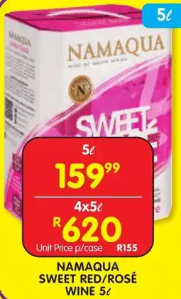 Shoprite Liquor Namaqua sweet red/ rosé wine offer