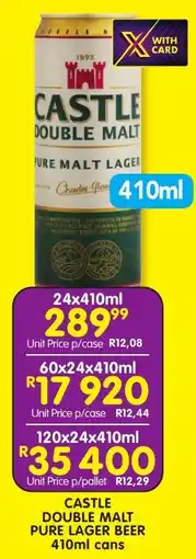 Shoprite Liquor Castle double malt pure lager beer cans offer