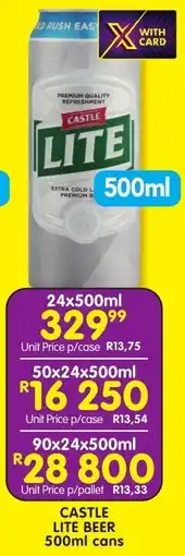 Shoprite Liquor Castle lite beer cans offer