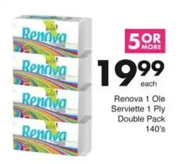 Save Hyper Renova 1 Ole Serviette 1 Ply Double Pack offer