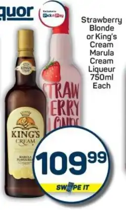 Pick n Pay Strawberry Blonde or King's Cream Marula Cream Liqueur offer