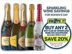 Pick n Pay Bottles of sparkling wine or champagne offer